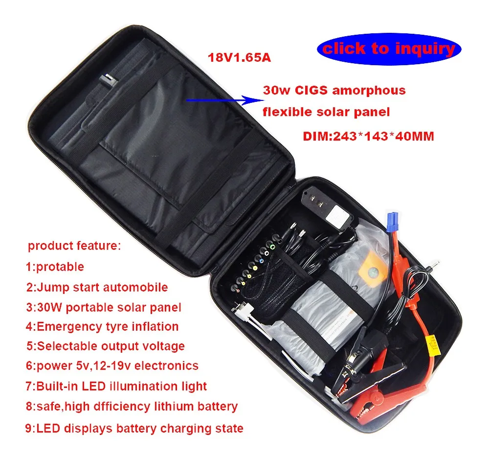 Car Jump Starter Smart Clamp Battery Cable 16800mah Power Bank