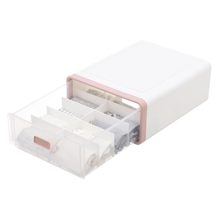 

Wholesale hot sale clear plastic drawer organizers stackable drawer plastic box, Grey, beige, white, pink