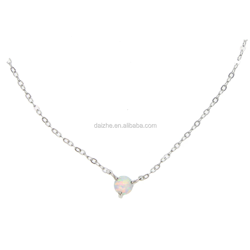 

2021 fashion 925 sterling silver link chain with white opal stonen paved women simple long necklace for wedding, Black