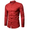 Mens Tailor Made Fitted Turndown Collar Hidden Button Red Casual Shirt