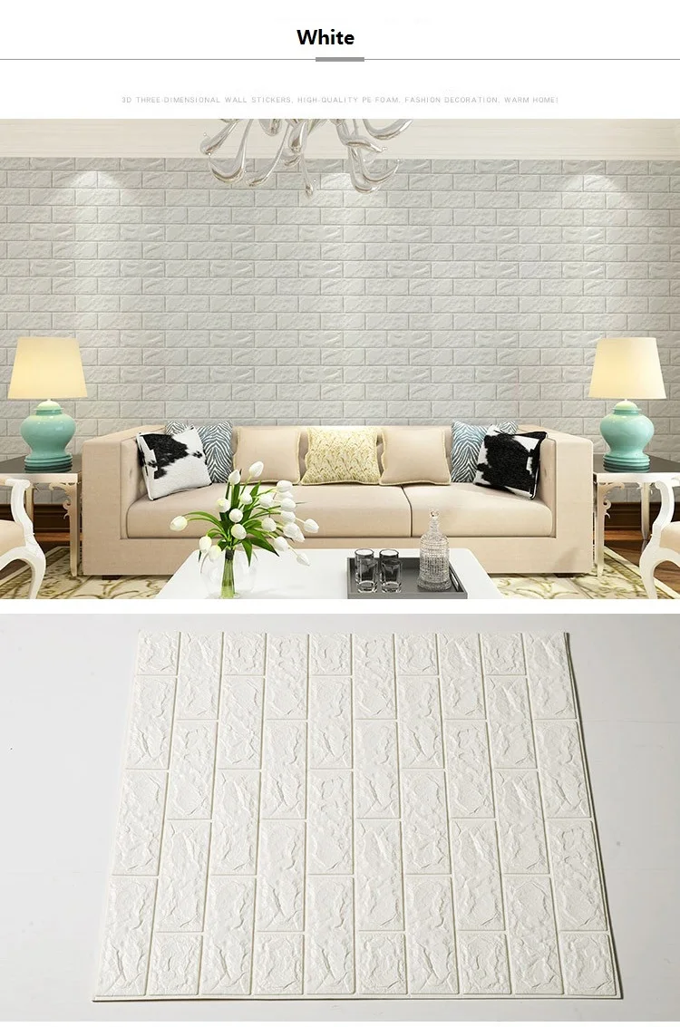 Home Decor Multi Color Foam Brick Wallpaper Waterproof Embossed