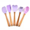 Popular heart shape silicone spoon kitchen utensils with wood handle