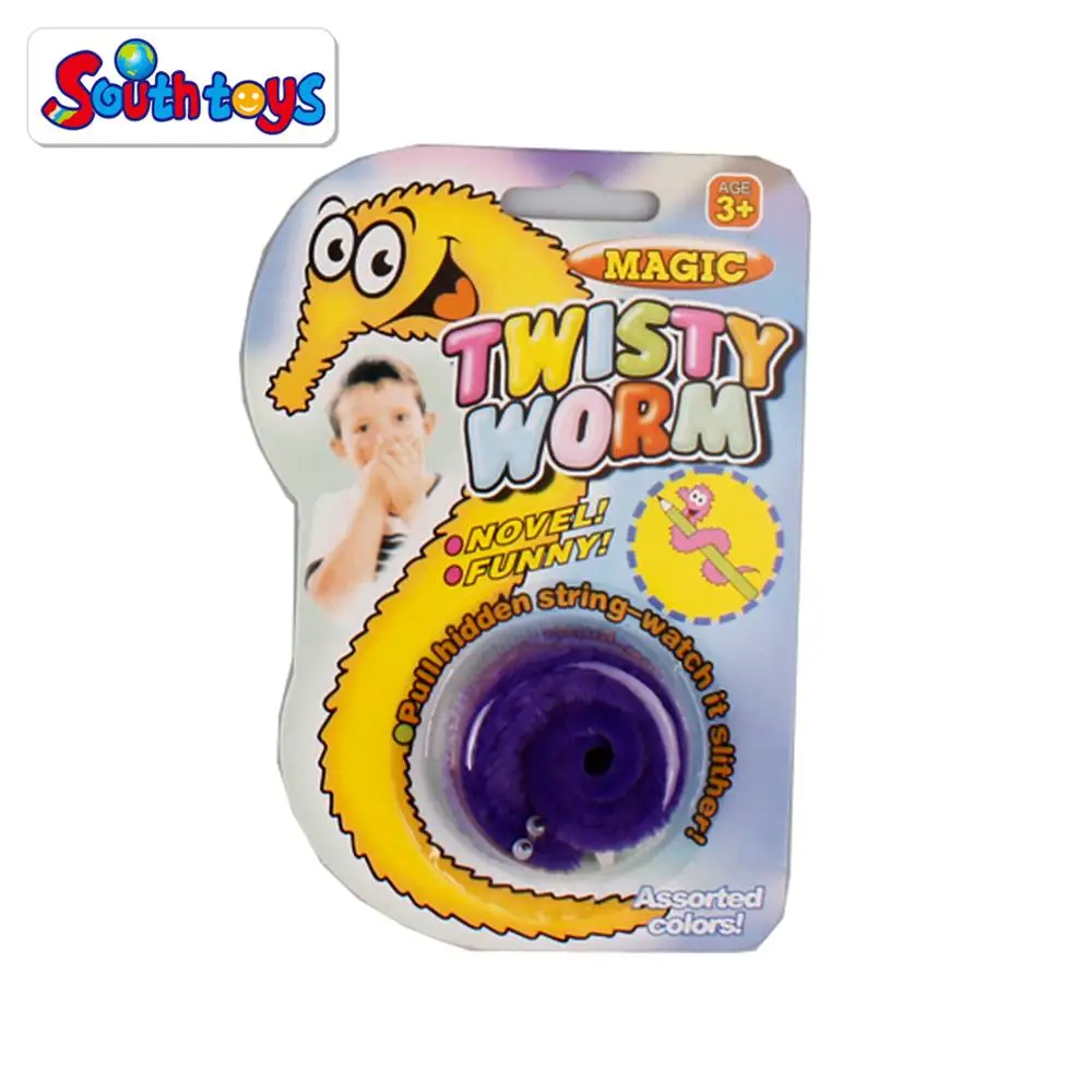 fuzzy worm toy on string