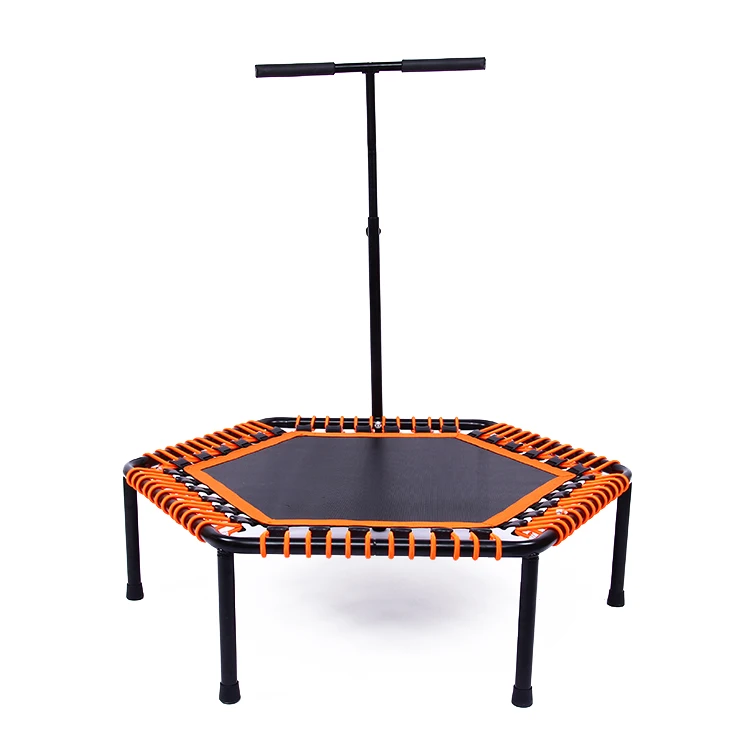 

Elastic rope hexagon trampoline rebounder with handle bar, Customized color