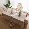 Linen Cotton Rectangular Decorative Tablecloths with Tassel for Home Decoration