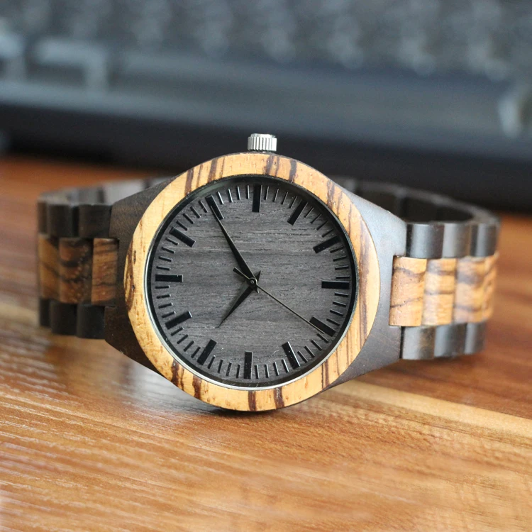 

High quality low OMQ custom bamboo wood watches men, Black