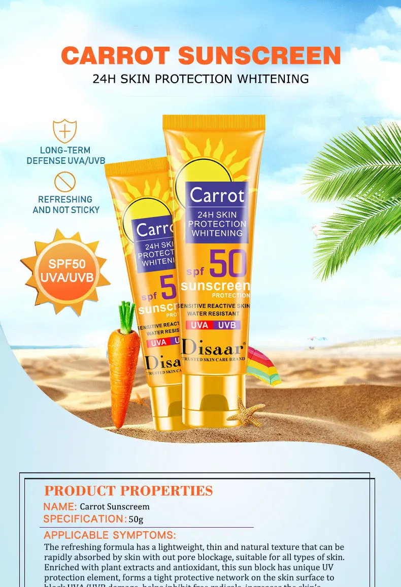 Disaar Spf 50 Carrot Anti Aging Moisturizer Organic Bulk Sunscreen