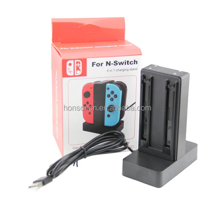 

4 In 1 Charging Station For Nintendo Switch Joy-Controller Statand Dock Charger (Black), Black/red/blue