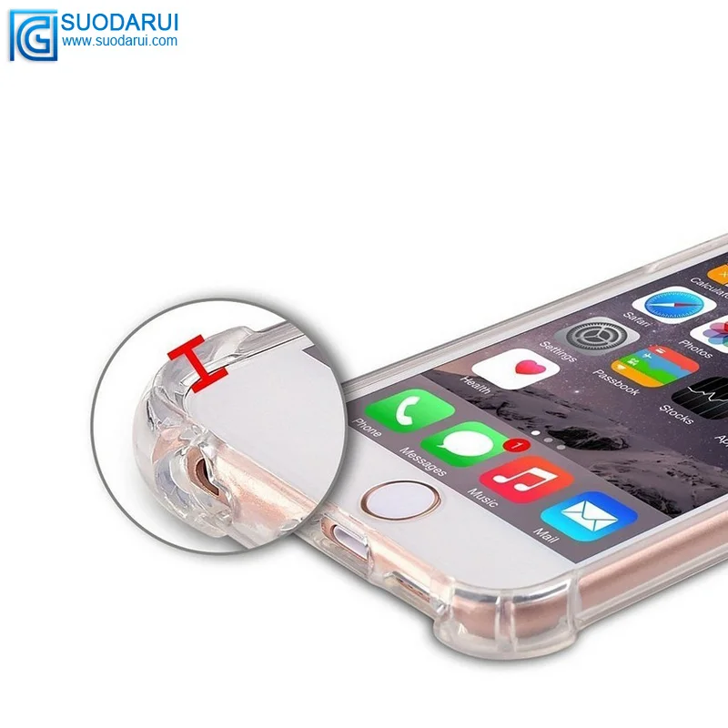 Not Turn yellow! Shockproof angle TPU + PC hybrid Transparent back case cover for iphone 7