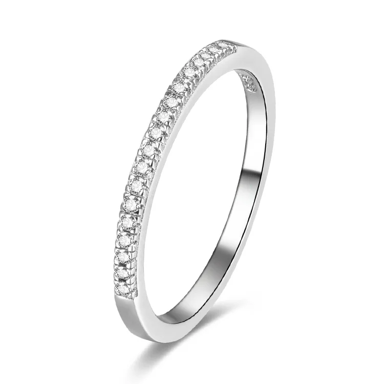 

POLIVA Fashion Eternity Band Rhodium Plated Women Jewelry Ring 925 Silver 925 Sterling Silver Ring AAA Cubic Zirconia 1.5 Grams
