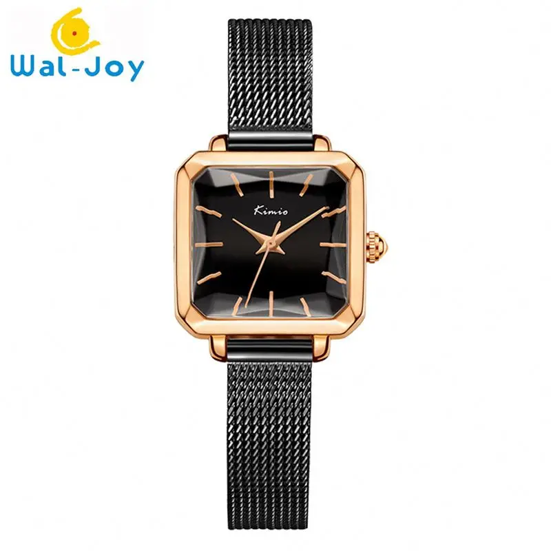 

WJ-6848 KIMIO Rectangle Dial Quartz Watch Japan Movemetnt Women Lady Simple Stainless Steel Band Watches