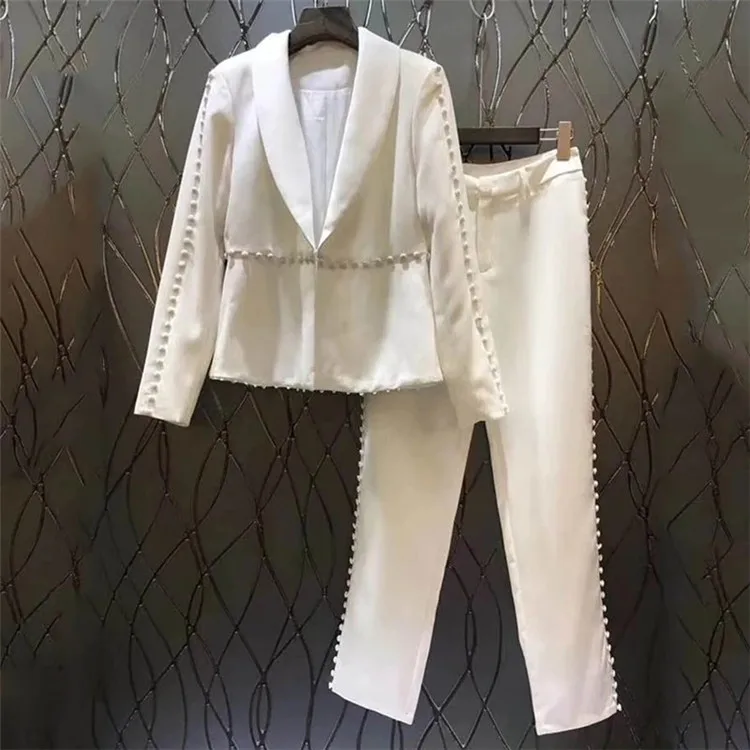 Otono 2019 Chaqueta Blanca Sexy Pantalones Trajes De Negocios