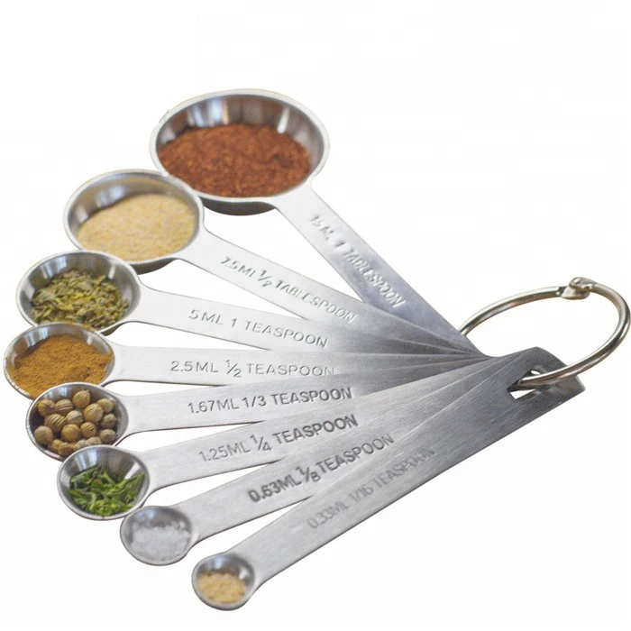 

Amazon Hot Sale 5/6/7/8 Different Sizes Stainless Steel Measuring Spoons for Measuring Dry and Liquid Ingredients, Customized