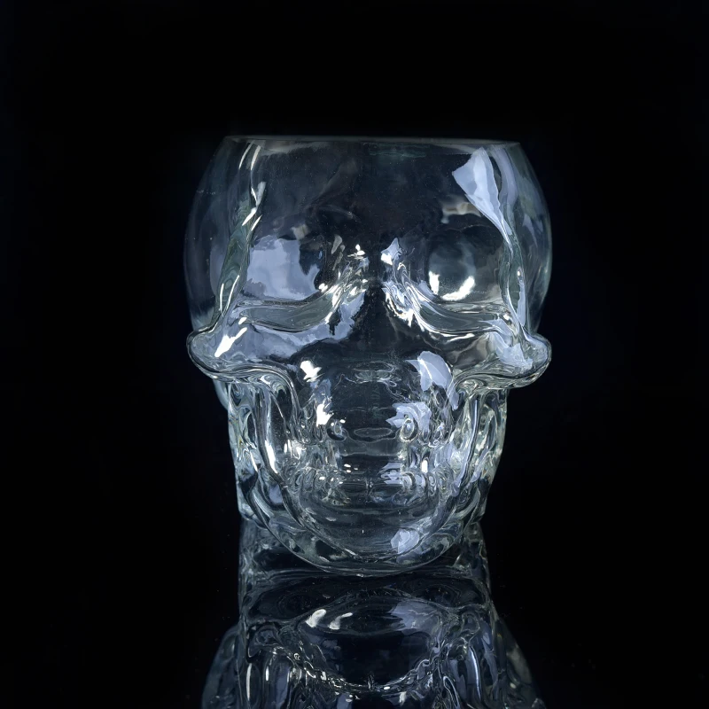 His glass candle holder human head skeleton home decoration wholesale