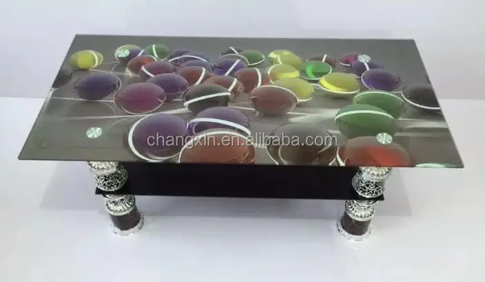 Modern Beautiful Flower Glass Coffee Table