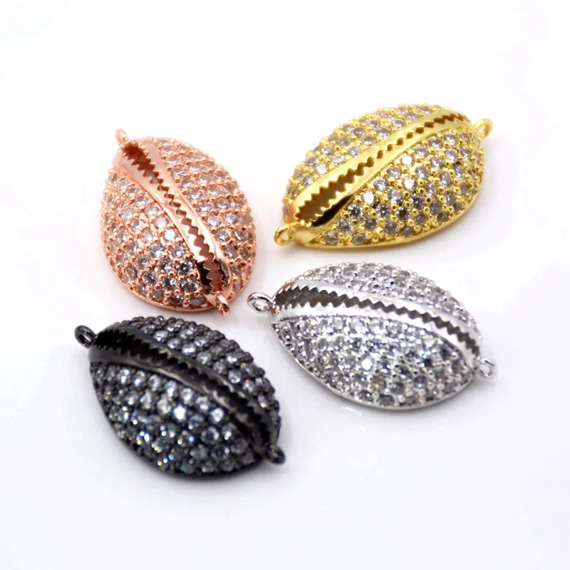 

Oyster charms jewelry micro CZ pave Conch charms Cowrie Shells beads pave Shell charms, Multi color