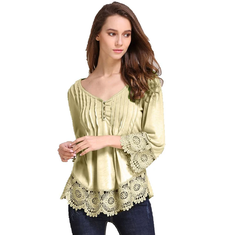 

Fashion Plus Size Half Sleeve Lace Ladies Blouse Women' Clothing Chiffon T shirt Women, Beige;black;dark blue;green;orange;red