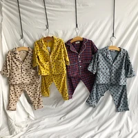 

2019 Fashion children girls cartoon printing pajama 100% cotton kids sleepwear