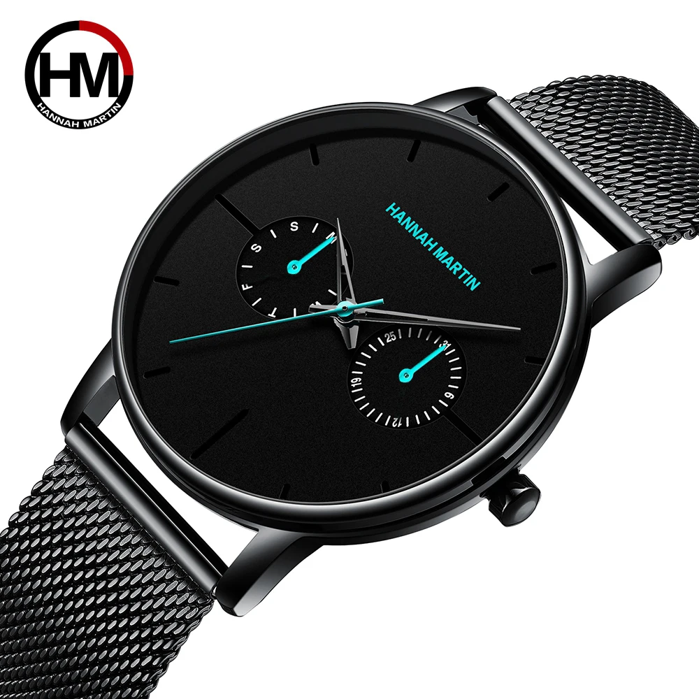 In Stock! HM-150 Hannah Martin 40mm Day Date Mens Wristwatch with subdials