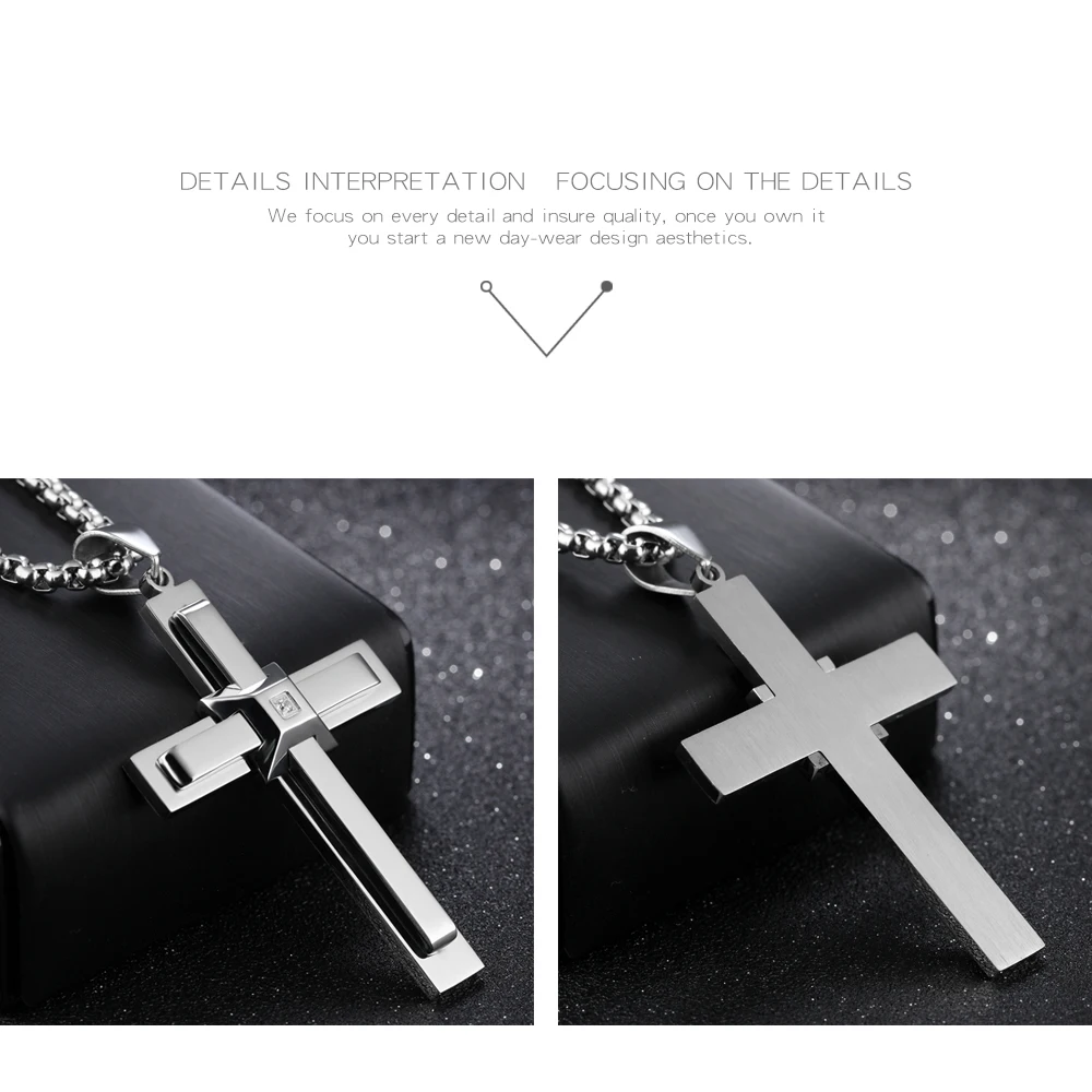 Wholesale Most Popular Western Simple Silver Charm Cross Design Mens Necklace Chain