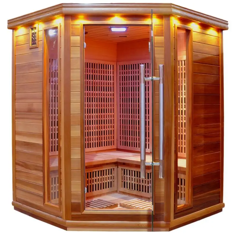 sauna infrarouge d'angle en carbone avec pierre de tourmaline