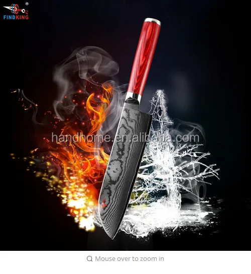 

FINDKING new damascus steel color wooden handle damascus knife 7 inch chef knife 67 layers damascus steel kitchen knife