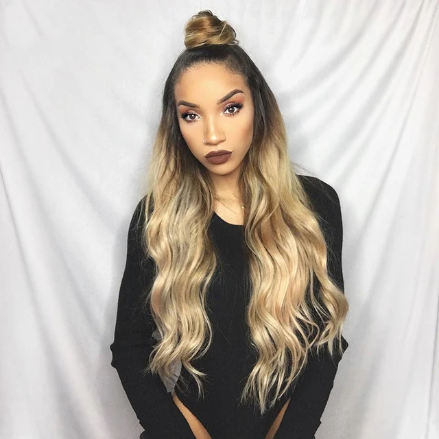 

Premier Factory Large Stock Top Quality 100% Virgin Human Hair Blonde and Black Pic Color Front Lace Wigs