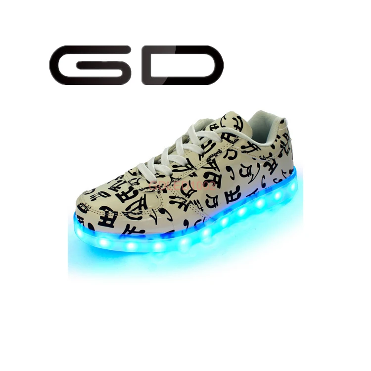 GD hot sale elegant music notes design round toe lace-up LED shoes for women GD hot sale elegant music notes design round toe lace-up LED shoes for women