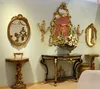 Antique Victorian gold color bed room wall hanging console table and mirror