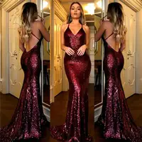 

Backless Long Woman Western Style Suzhou Party Mermaid 2018 Gold Sexy Sequin Prom Evening Dress