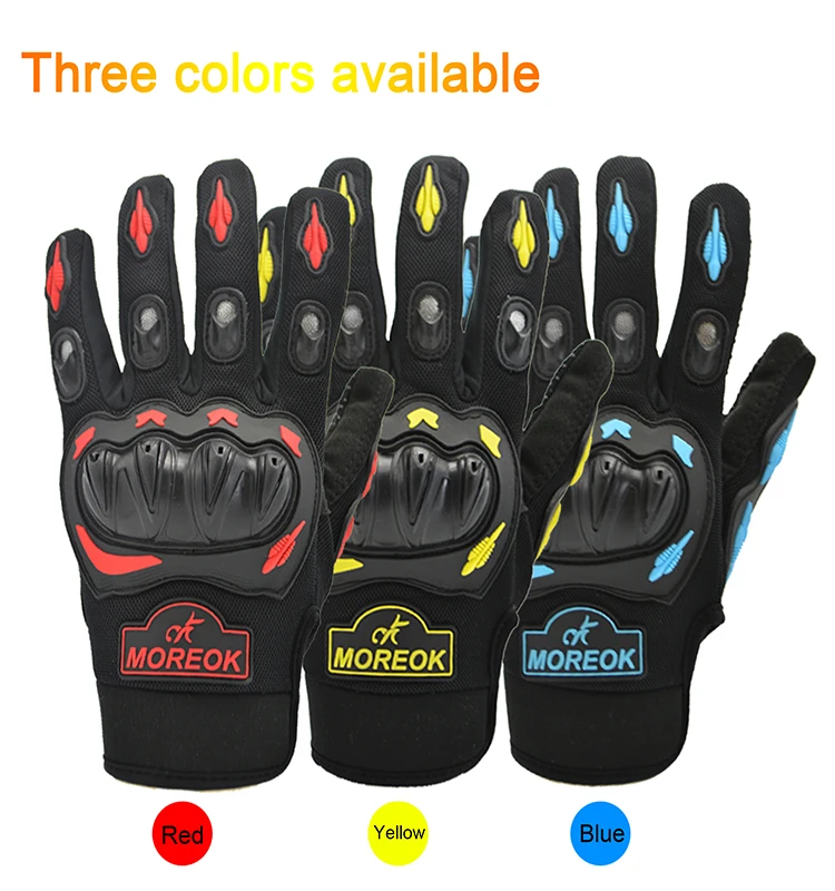 

Custom Anti Slip motorcycle gloves with PVC protector, Yellow/blue /black