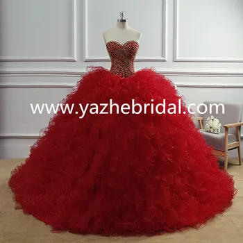 red and gold quinceanera dresses