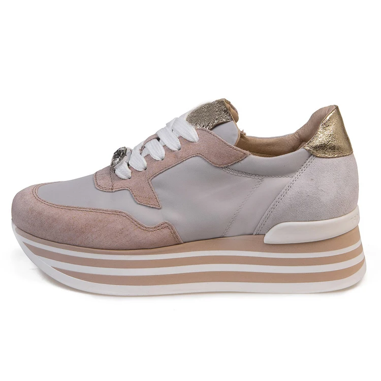 Wholesale OEM Custom Logo Fashion Lace Up Genuine Leather Women Sport Footwear Flat Flatform Ladies Shoes
