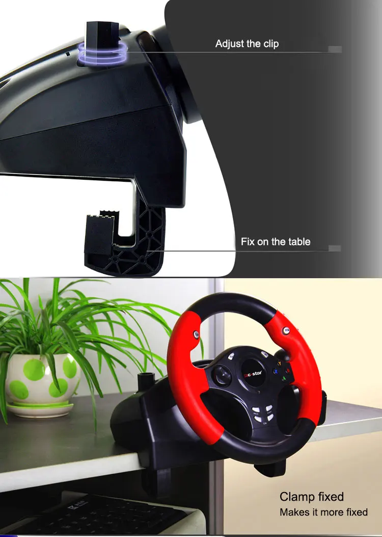 Quality 7in1 270 Degree Steering Angle Game Wheel Car Racing Vibration