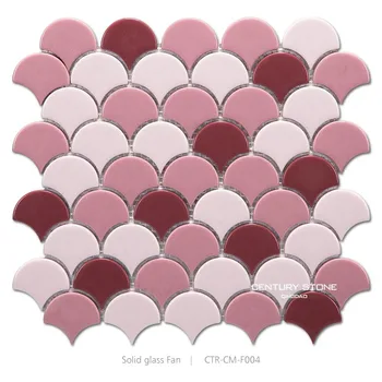 Fish Scale Purple Mix Pink Glossy Full Glass Backsplash Mosaic Tiles