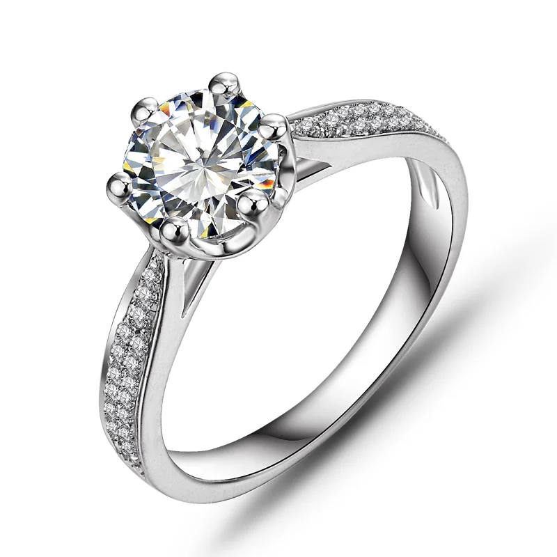 Simple Design Setting High Quality CZ sona diamond Italian silver 925 Rings For Women Engagement wedding Jewelry