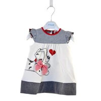 

cute dog pattern imprint cotton baby girl dresses for summer season