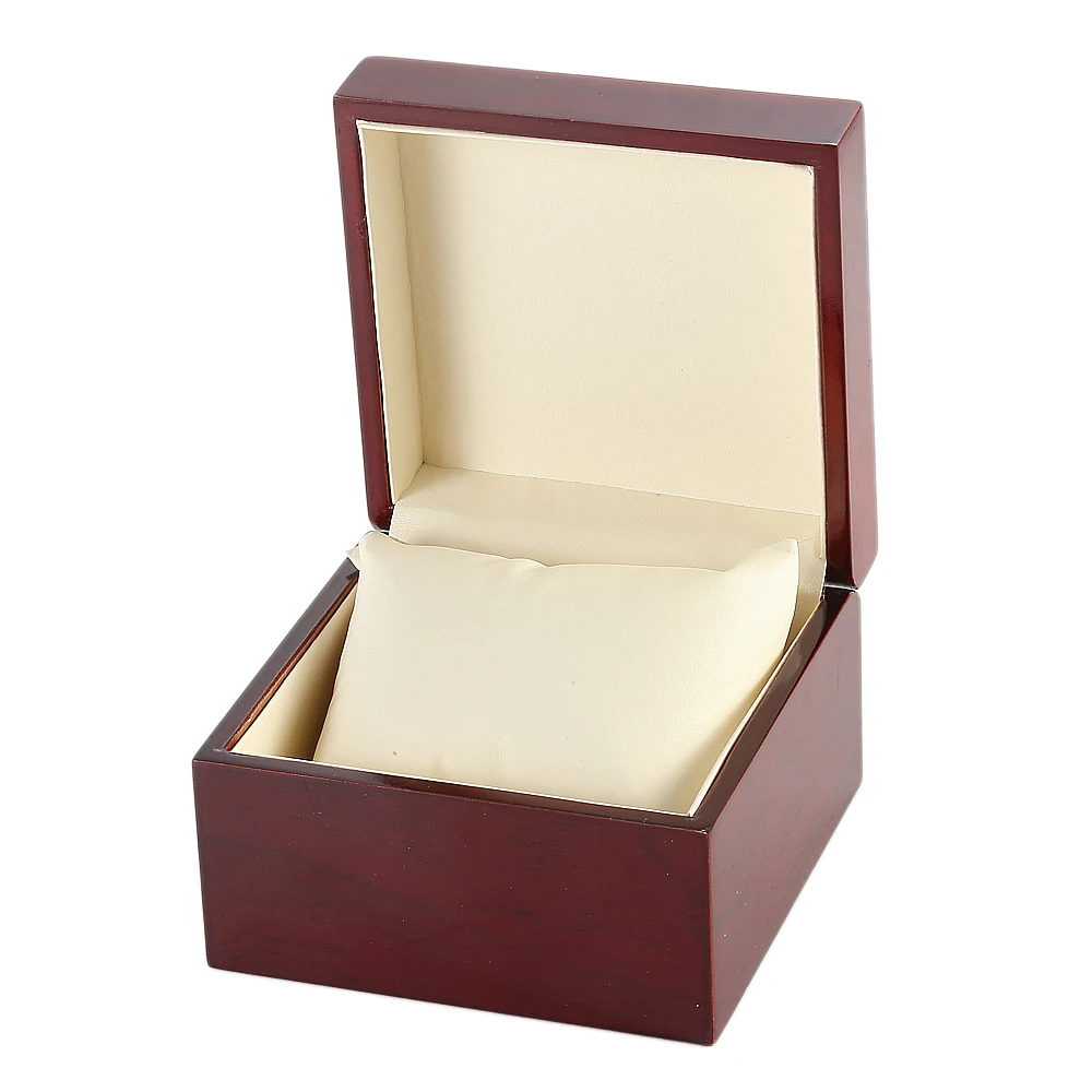 

Pakistan Single Cheap Wood Lacquered Fashion Watch Box Packaging With PU Cushion, Red as photos