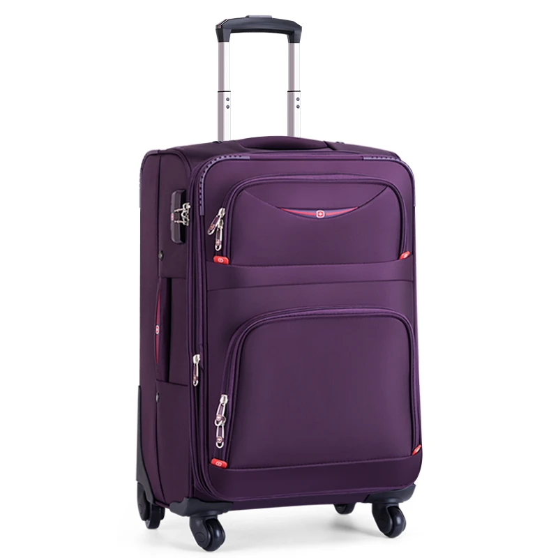 

High Quality leisure luggage aluminum handle parts trolley case luggage nylon travel luggage bags and suitcases, Black,coffee,purple ,blue