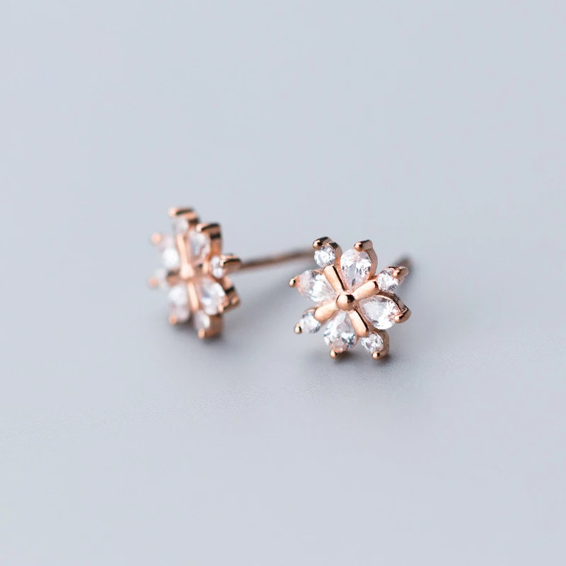 

Trendy Flower Rhinestone 925 Sterling Silver Stud Earrings Jewelry