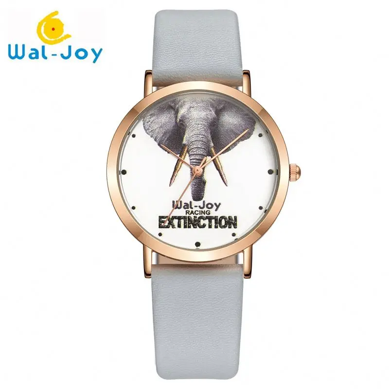

Quartz Japan Movt Stylish Clock Wal-Joy Leather Band Fancy Leather Watch WJ9014, White;grey;black