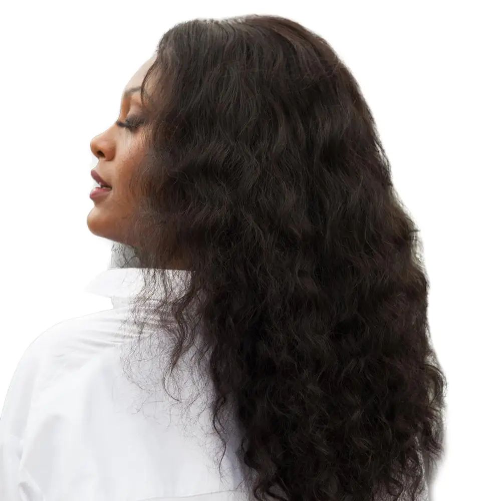 

Real Hand Made Human Hair Lace Wigs, Long Natural Wave Half Hand Tied Indian Virgin Human Hair Lace Front Wigs