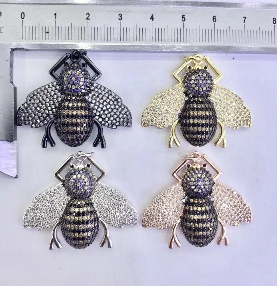 

CZ-PM0169 fashion micro pave AAA CZ amnimal charms pave cz pendant, jewelry necklace honey bee pendant, As photo