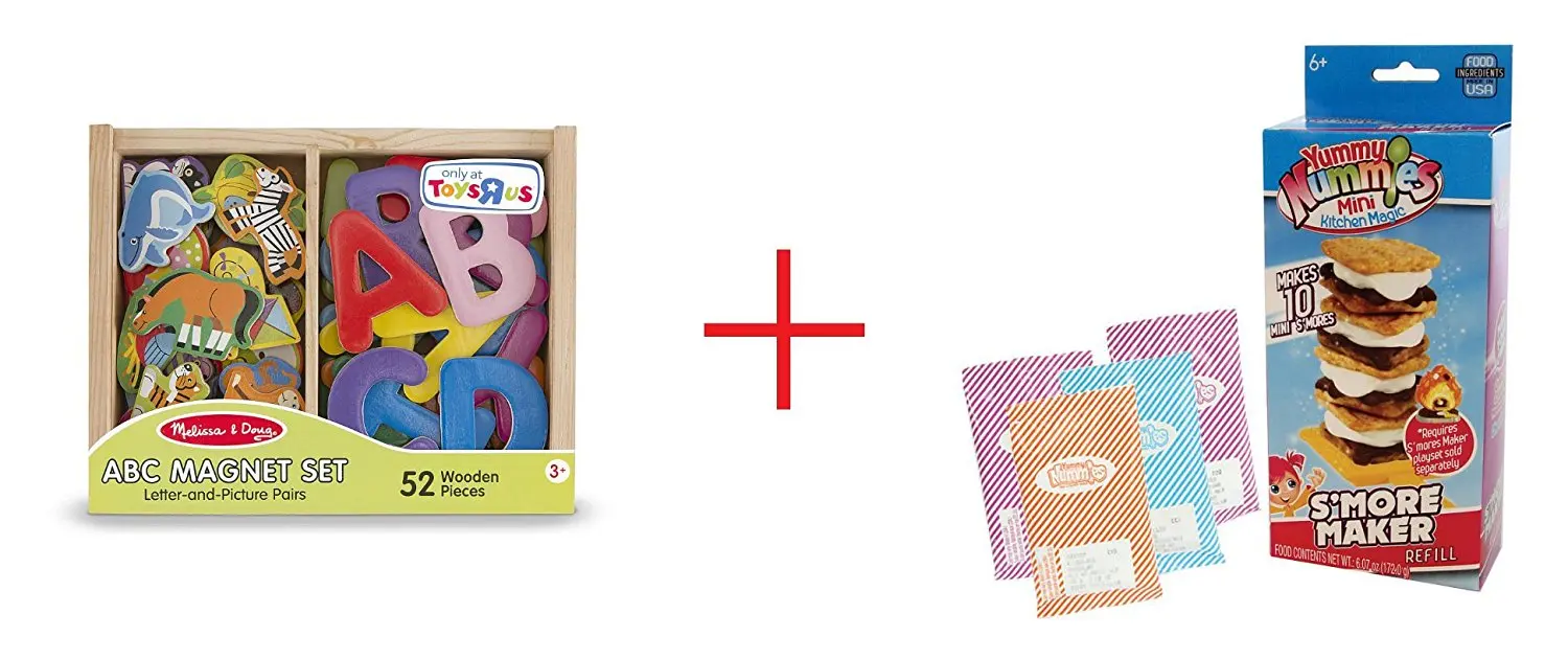 Melissa & Doug ABC and Animal Magnet Set and Yummy Nummies Mini Kitchen Refill - S'mores Maker - Bundle