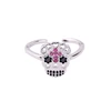 mj0025 Silver Shiny Skull Trendy Ruby Cross Silver Rings Jewelry For Cool Punk Girls