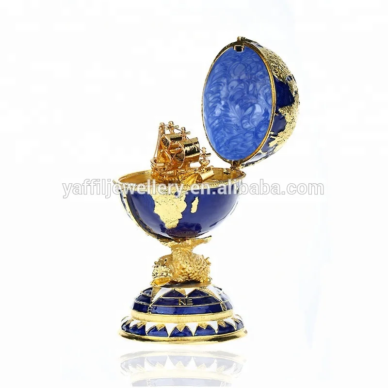 

Globe Egg Box Faberge Egg Jewelry Boxes/Trinket Boxes, Blue