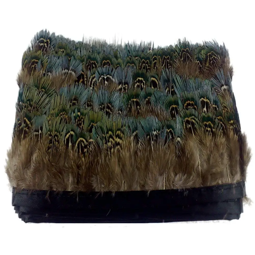 2Meters ADAMAI Natural Chicken Pheasant Feather Fringe Trim Fashion Party Dress