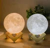 LED night light 3D printing moon light, warm white dimmer touch screen control moon light