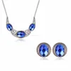 Elegant Bustier Necklace Earring Graphite Gray Petals Stone Jewelry Set