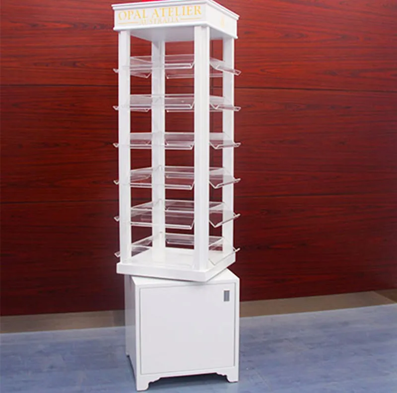 Commercial Acrylic Jewelry Display Rack Spinning Floor Showcase With